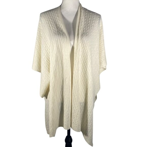 J.Crew Factory Lightweight super soft cable-knit poncho ivory neutral OS 2024 - Picture 4 of 11